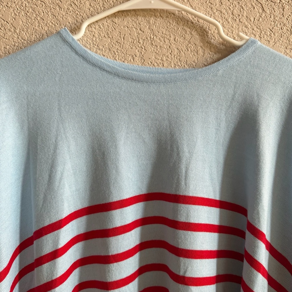 Mersea Light Blue and Red Striped Crewneck Sweater. In excellent condition. - Picture 4 of 12